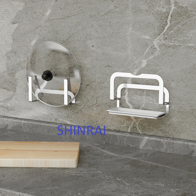 ( SHINRAI ) Giá Để Thớt , Giá úp Vung Xoong Nồi Nhà Bếp Có Khay Nhựa ABS Hứng Nước Dán Tường