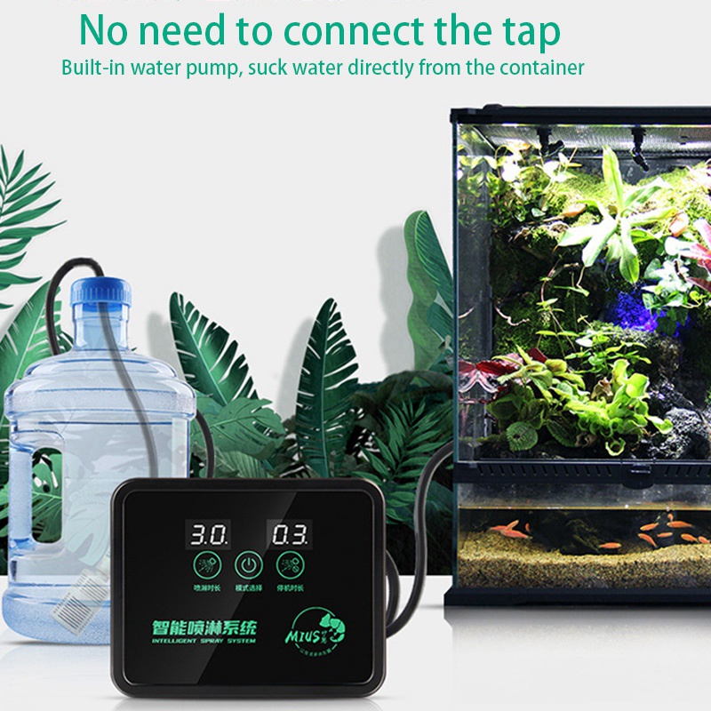MIUS Intelligent Automatic Mist Spray System Set Electronic Timer LCD Screen Sprinkler Controller Terrarium Spraying Kit