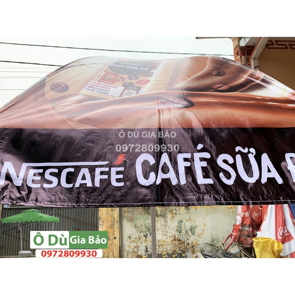 Ô Dù Quảng Cáo Che Nắng Che Mưa Màu Nâu 2M4 Cafe Siêu đẹp (Chưa bao gồm chân đế 15kg)