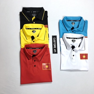 Áo polo di chuyển nam nữ unisex việt nam đen vàng đỏ trắng custore vải mè cá sâu cao cấp giá rẻ