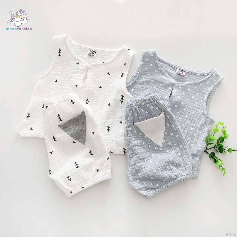 Set quần áo cộc tay in hình cây dễ thương cho bé