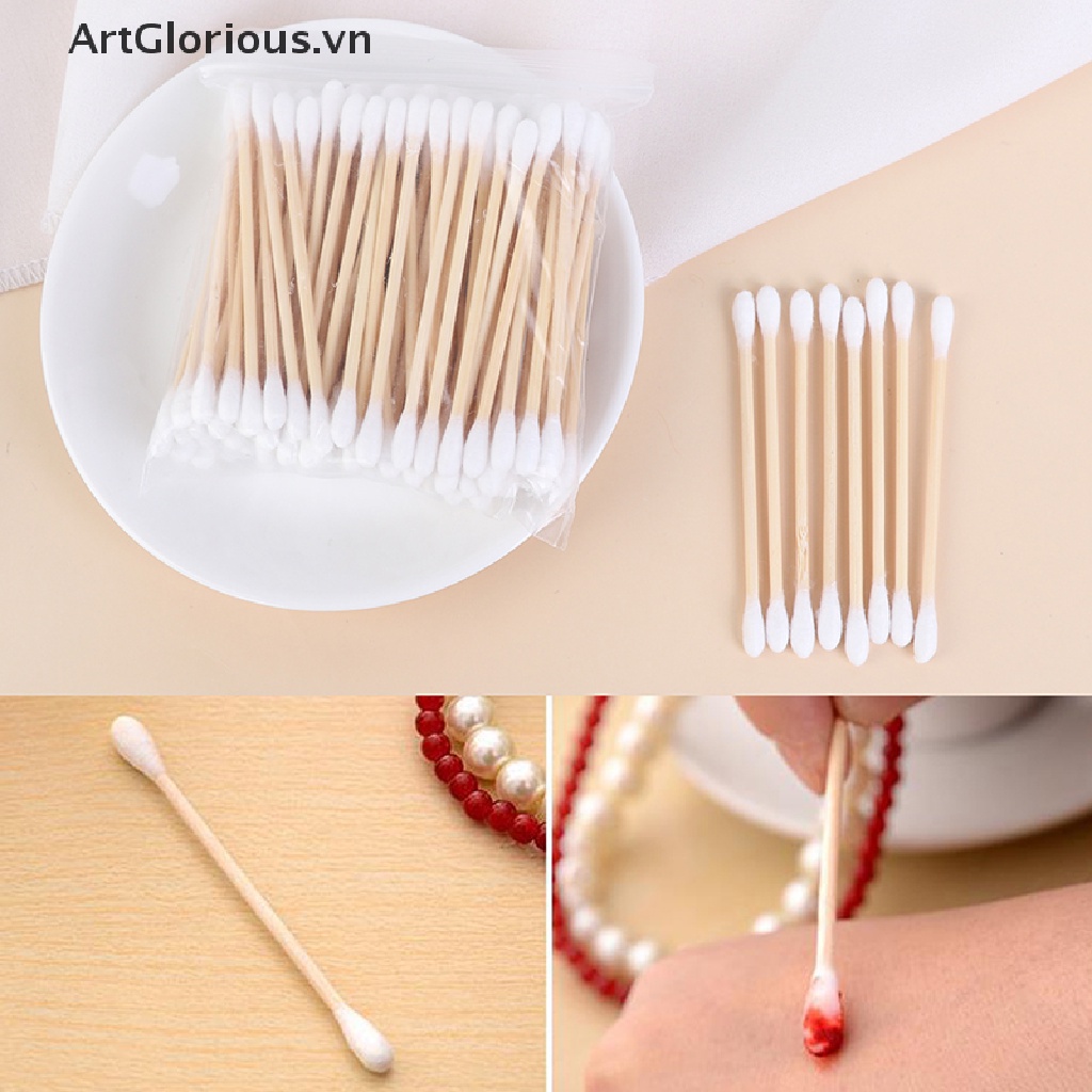 Set 100 Tăm Bông Cotton Hai Đầu Sử Dụng Một Lần