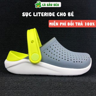 Dép sục cross literide cho bé trai bé gái siêu êm chân, chống trơn trượt bảo vệ ngón chân cho bé - màu đen sẫm đế vàng