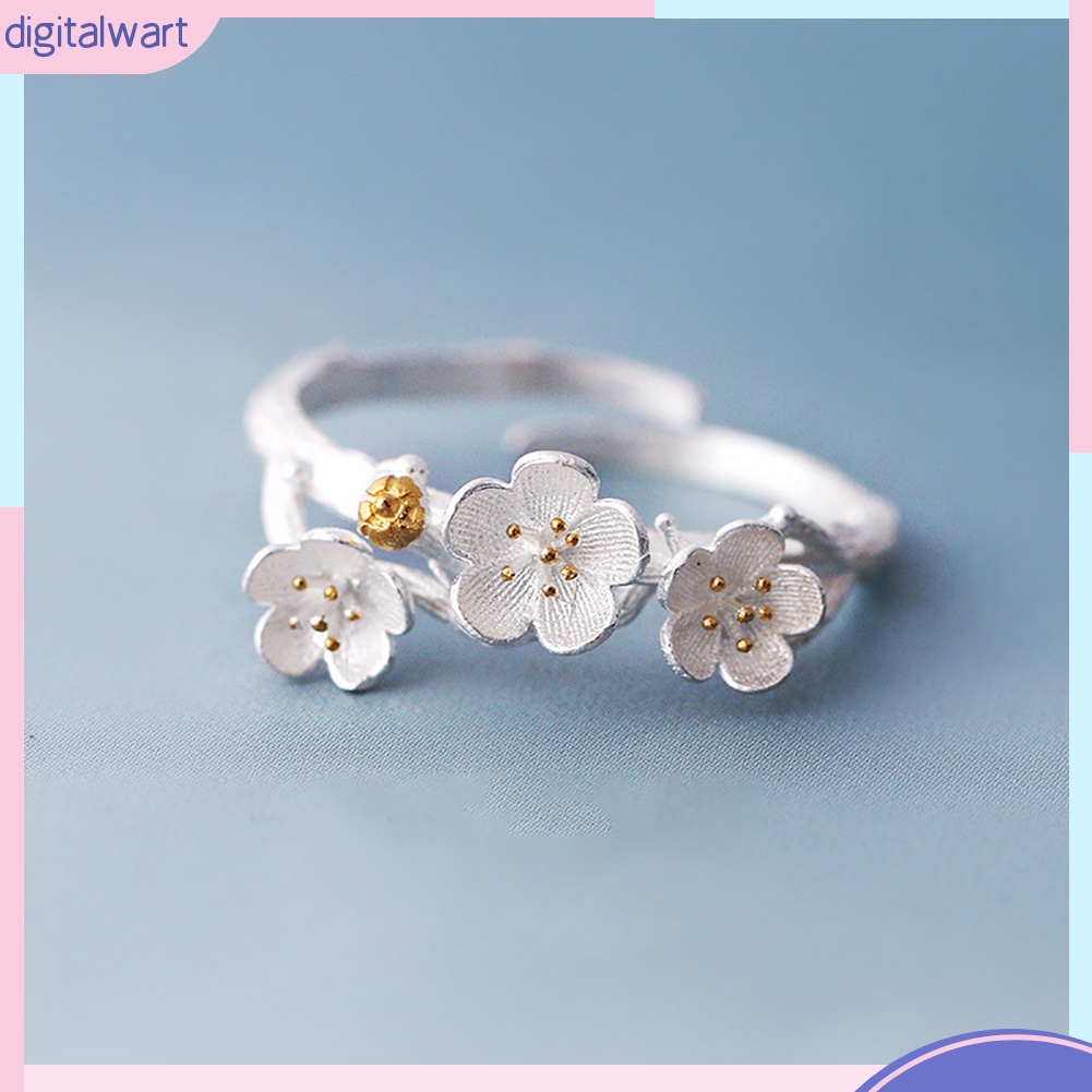 Nhẫn Hở Họa Tiết Hoa Mận Handmade Thời Trang Cho Nữ