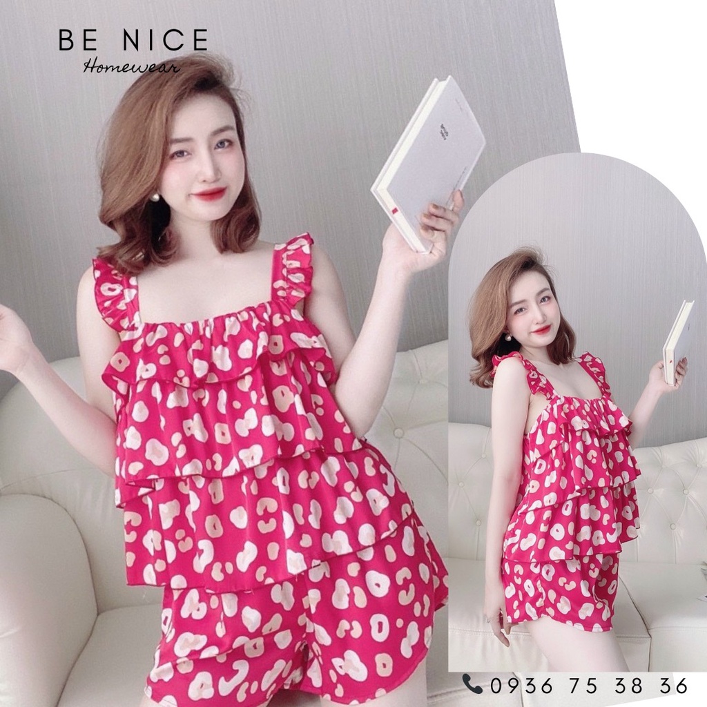 Set lụa tầng bèo nhiều họa tiết xinh xắn, Be Nice Homewear