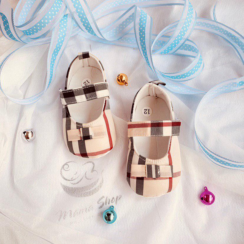 Giày tập đi búp bê caro xinh xắn cho bé 0- 18 tháng tuổi (0-18M) - Mama's Baby Doll Shoes