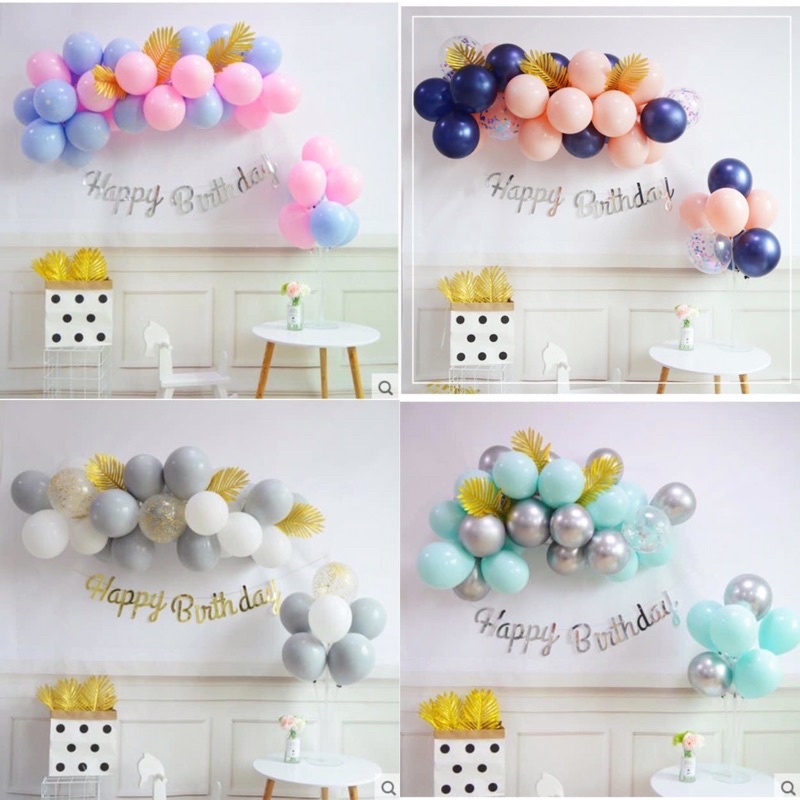 Set bóng trang trí sinh nhật cho bé màu pastel