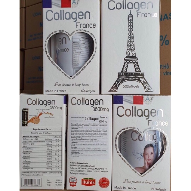 COLLAGEN France 3600mg 60 viên làm đẹp da tóc móng