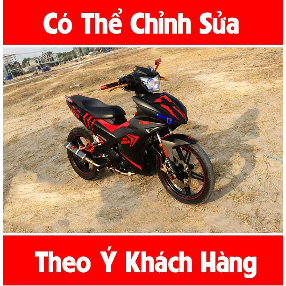 Tem trùm exciter 150 ♦FREESHIP♦ đỏ đen monster, độ team decal xe ex dán đời 2015-2020