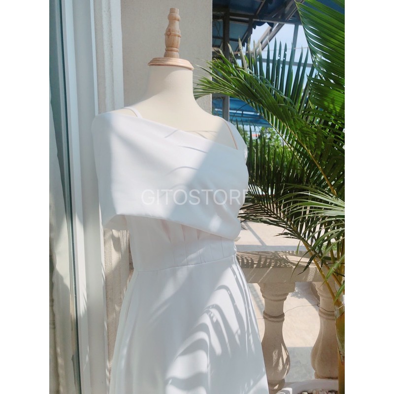 ĐẦM TRẮNG TRỄ VAI MIDI DÁNG DÀI CHE TAY– GD128 | BigBuy360 - bigbuy360.vn