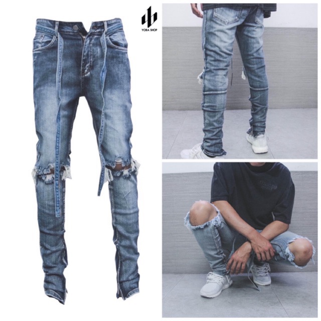 QUẦN JEANS SKINNY RÁCH GỐI XANH ĐẬM XỊN ĐẸP [ảnh thật 100%] | BigBuy360 - bigbuy360.vn