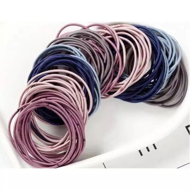 Túi 100 Dây Thun Buộc Tóc Co Giãn Nhiều Màu