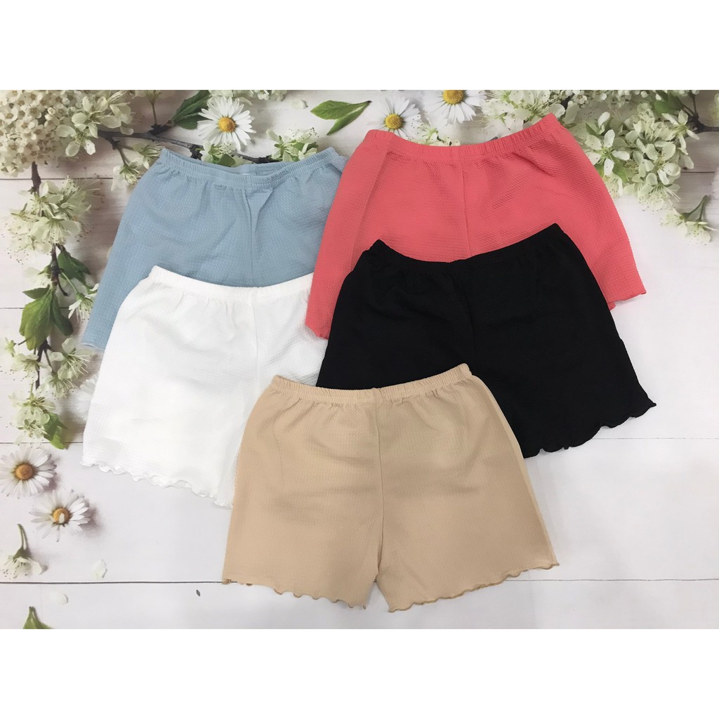 Quần lót đùi cotton thun mặc trong váy mát, dày dặn,viền lượn sóng mặc ở nhà, Leblur