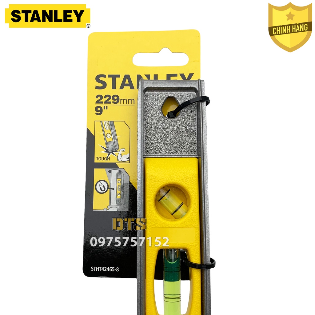 Thước thủy nivo cao cấp 9 inch Stanley Mỹ dài 229mm, khung thép đúc nguyên khối, ống nước nivo đo góc nghiêng cân bằng