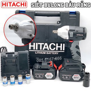 [Chính Hãng] Máy siết bulong Hitachi 88V 2 Pin 15000 mAh - Tặng 1 đầu chuyển vít, khẩu 22