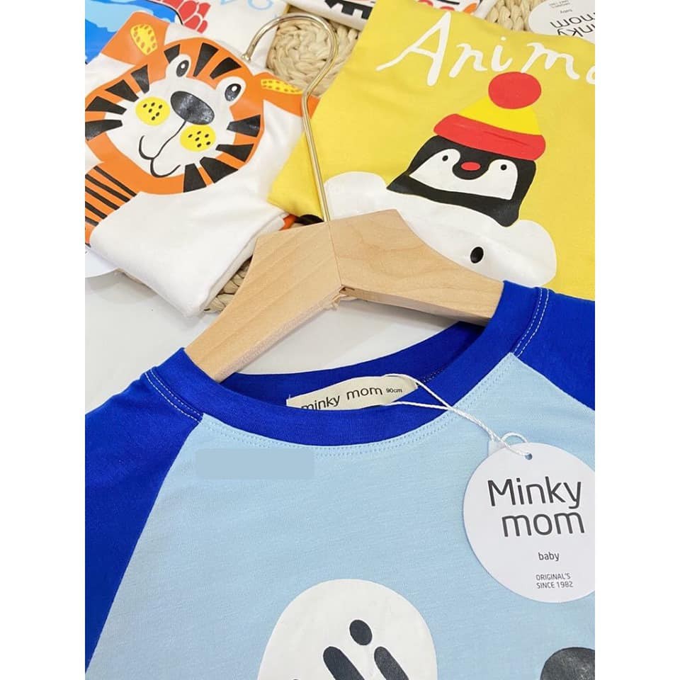 Áo Dài Minky Mom Phối Màu Họa Tiết Cần Cẩu Vàng - Khủng Long Xanh Cho Bé (6-19kg)