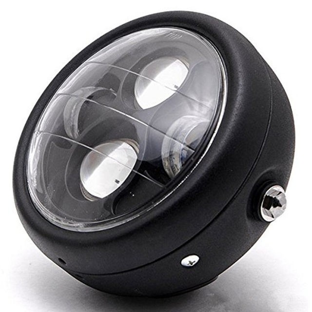 Đèn pha led 4 bi cầu, gáo đèn tròn sơn tĩnh điện, đèn led pha retro phù hợp độ xe cafe racer win honda67