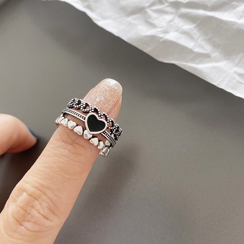 Nhẫn hình trái tim rỗng có thể điều chỉnh phong cách retro cho nữ