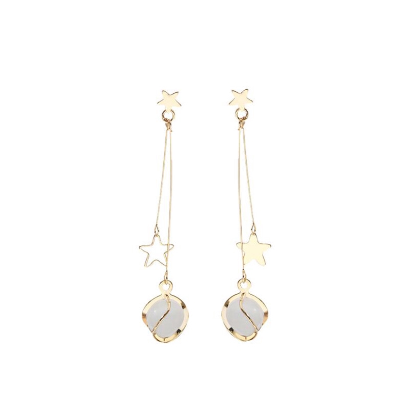 Bông tai dáng dài mạ bạc 925 kiểu dáng vì sao dễ thương xinh xắn