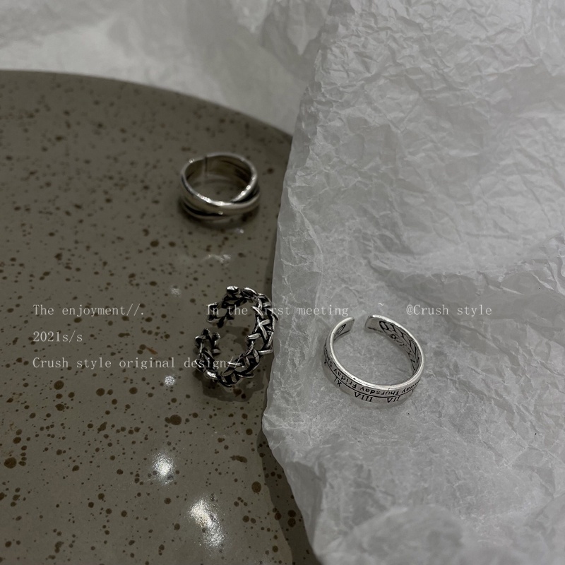 Set Nhẫn Khắc Chữ Số La Mã Phong Cách Cổ Điển Thời Trang