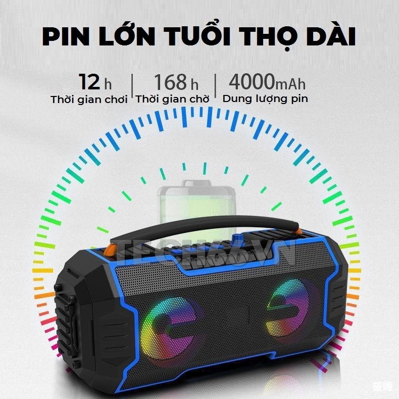 Loa bluetooth karaoke kèm micro có dây HT-M10 Bass mạnh Siêu Trầm công suất lớn