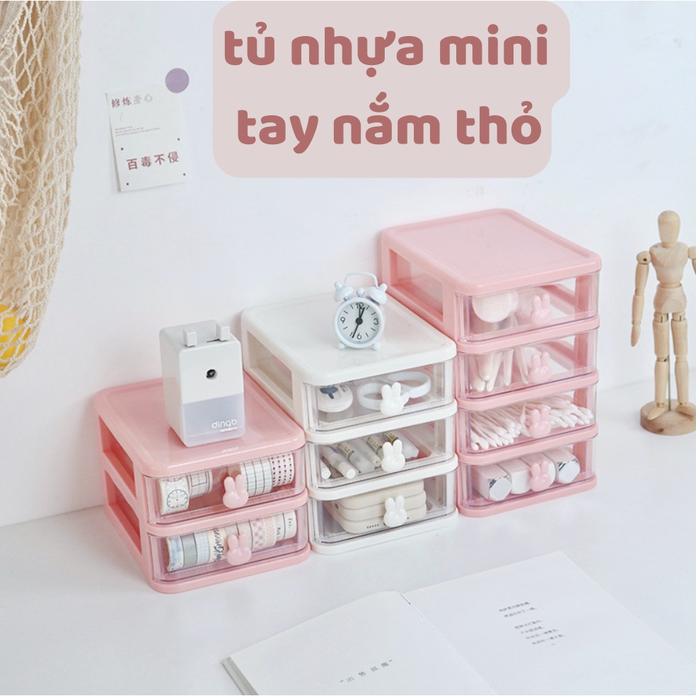 TỦ NHỰA MINI ĐỂ BÀN TAY NẮM HÌNH CHÚ THỎ XINH XẮN