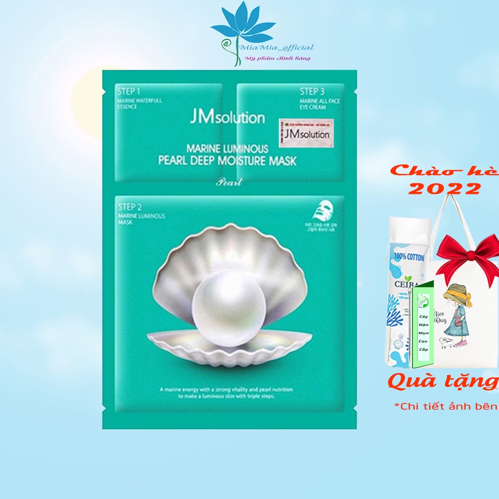 Mặt nạ JM Solution ngọc trai 3 bước (Miếng Lẻ) JMSolution Marine Luminous Pearl Deep Moisture Mask cấp ẩm dưỡng trắng