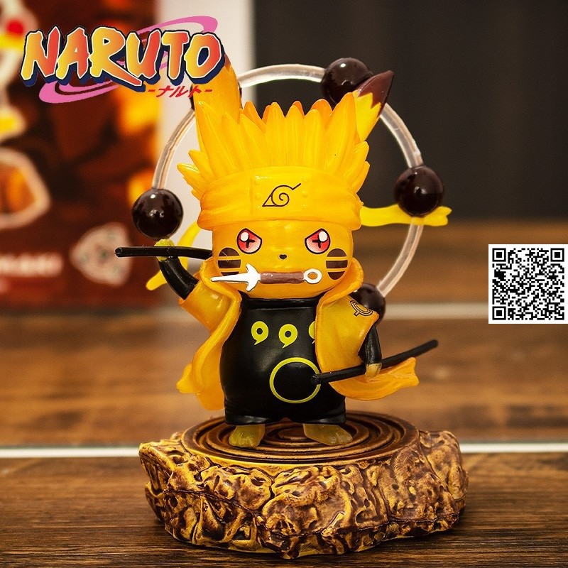 1529 Mô Hình chuột điện Pikachu Chibi hoá trang Naruto Obito trong Anime Naruto Full box như hình