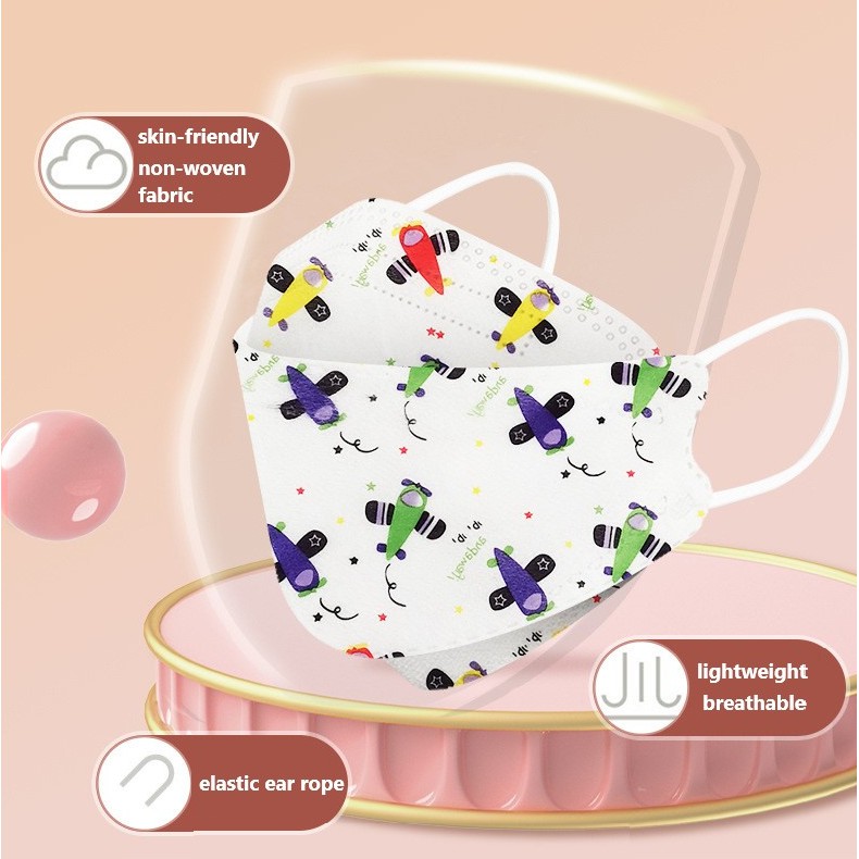 10pcs KN95cho bé 4-12 years old children face mask disposable cartoon pattern 3D baby fish mask with four layers of protection | BigBuy360 - bigbuy360.vn