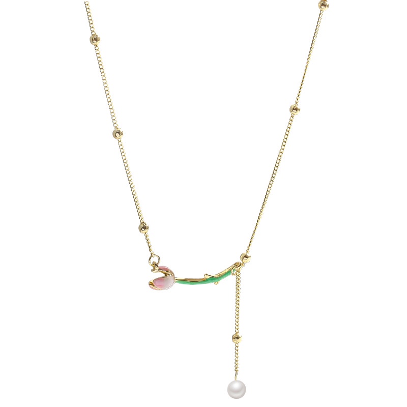 Dây Chuyền Mặt Hoa Tulip Tráng Men Thời Trang Mùa Hè