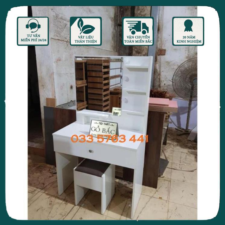 GIÁ GỐC - Bàn trang điểm bàn makeup bàn phấn gỗ MDF phủ melamin kích thước 80x40x130cm tặng kèm ghế