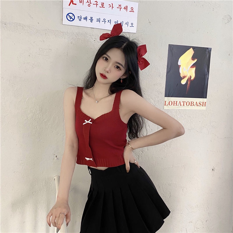 Áo Hai Dây Dệt Kim Hở Lưng Phong Cách retro Cho Nữ áo vest nữ NZ-BX-03