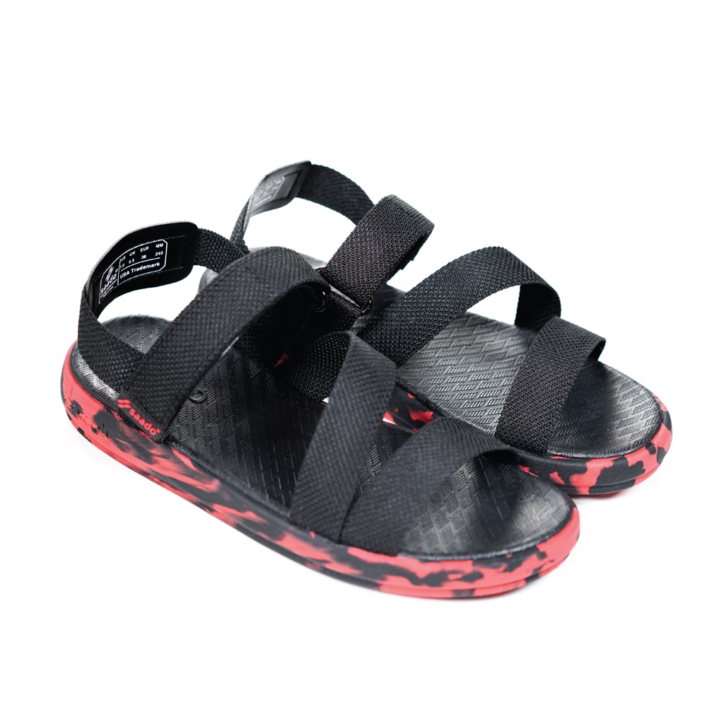 Sandal Saado chính hãng CL09 màu đỏ đen đế rằn ri Chiến Binh Da Đỏ, Dép quai sau nam nữ nhẹ bền, không hôi chân