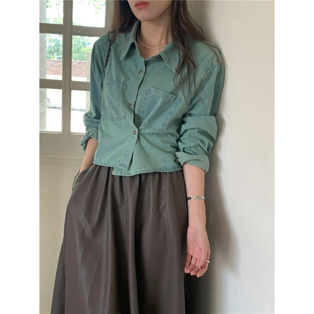 Áo Sơ Mi denim Dài Tay Thắt Dây Giản Dị 67673
