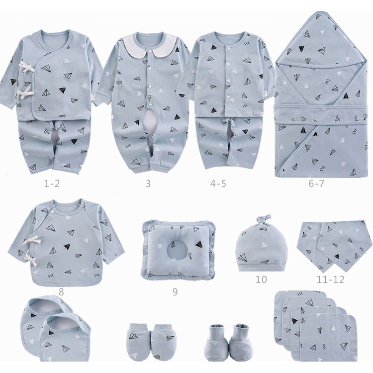 🍁Set đồ sơ sinh quà tặng cho bé 22 chi tiết coton có hộp sang chảnh