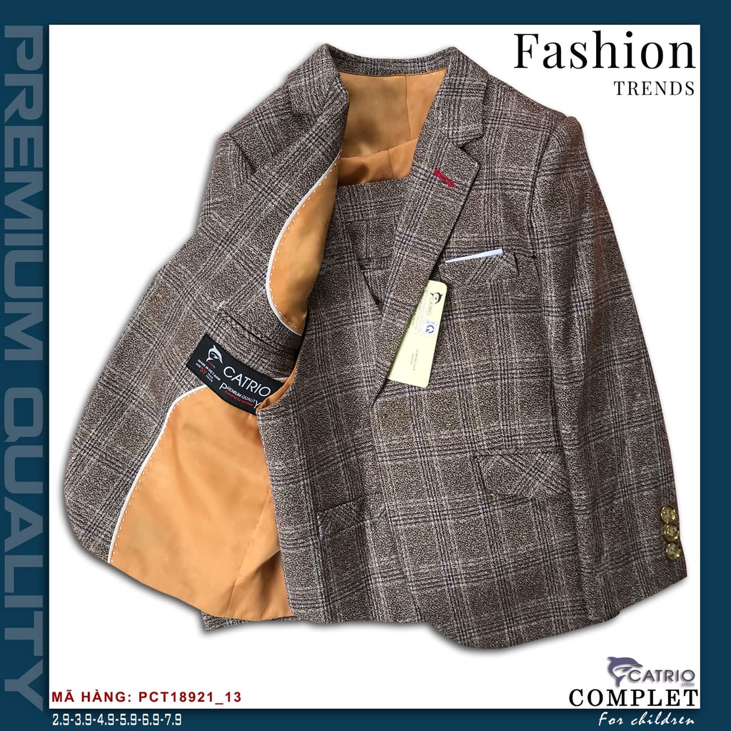 Áo đờ mi trẻ em, áo vest bé trai, áo comple cao cấp Catrio A-PCT18921/13