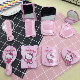 [Hàng mới về] Gương gấp kèm lược họa tiết mèo Hello Kitty 2 trong 1
