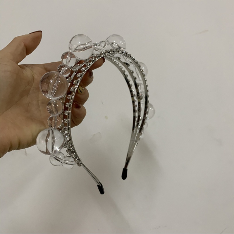 Băng Đô Cài Tóc Nhiều Lớp Đính Đá Pha Lê Trong Suốt Phong Cách Baroque Dành Cho Nữ