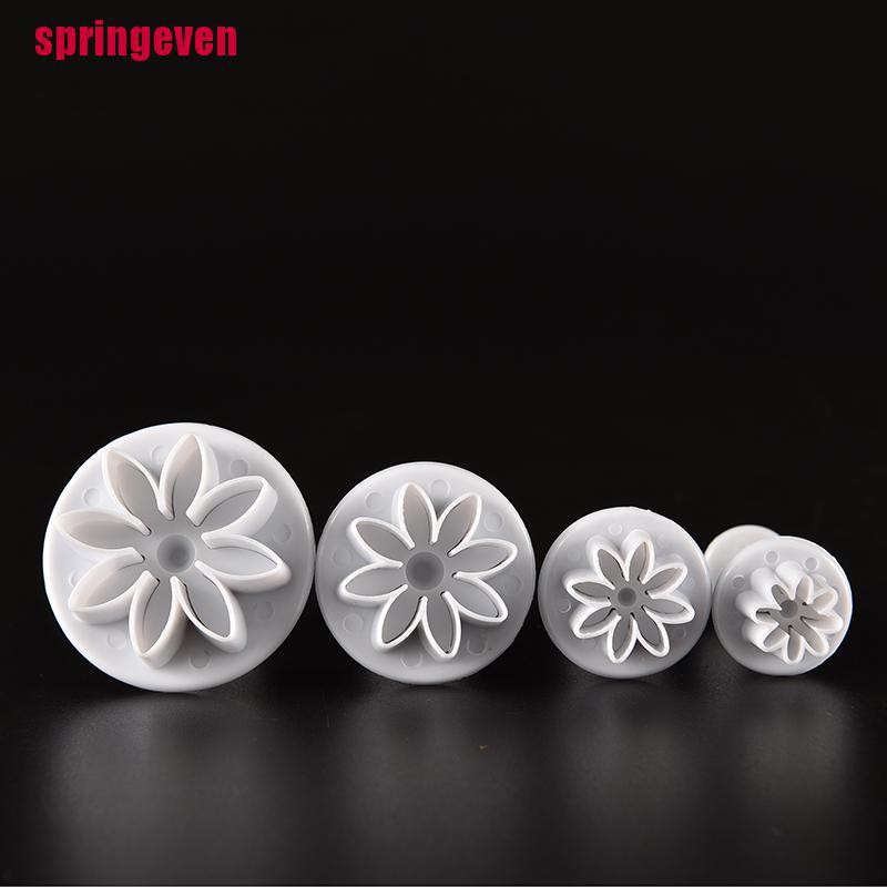 Set 4 Khuôn Nhấn Kẹo Mềm Trang Trí Bánh Hình Hoa Cúc
