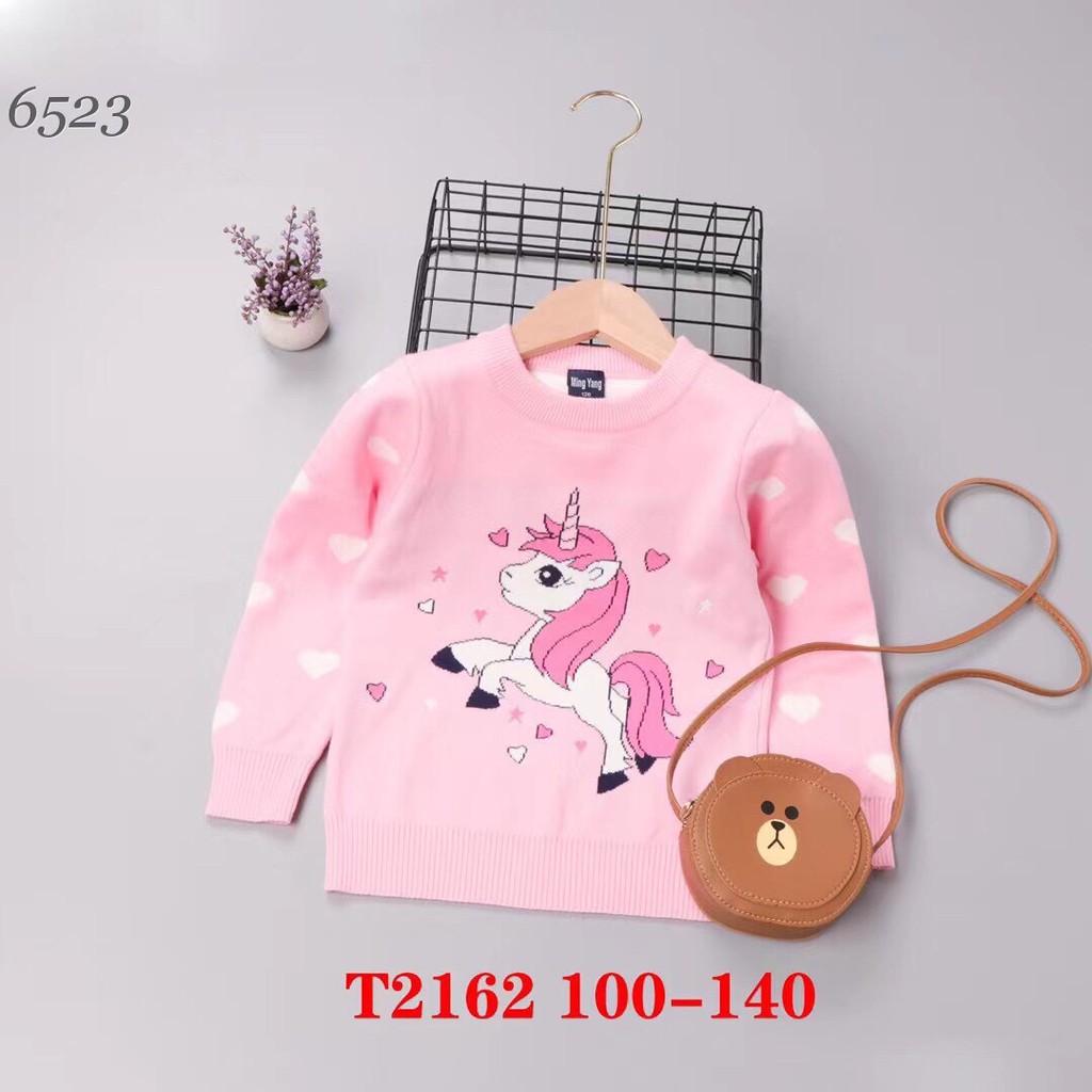 Áo len size to cho bé gái họa tiết Pony , nơ xinh chất len dày dặn,ảnh thật RIO chụp, hàng có sẵn kèm video