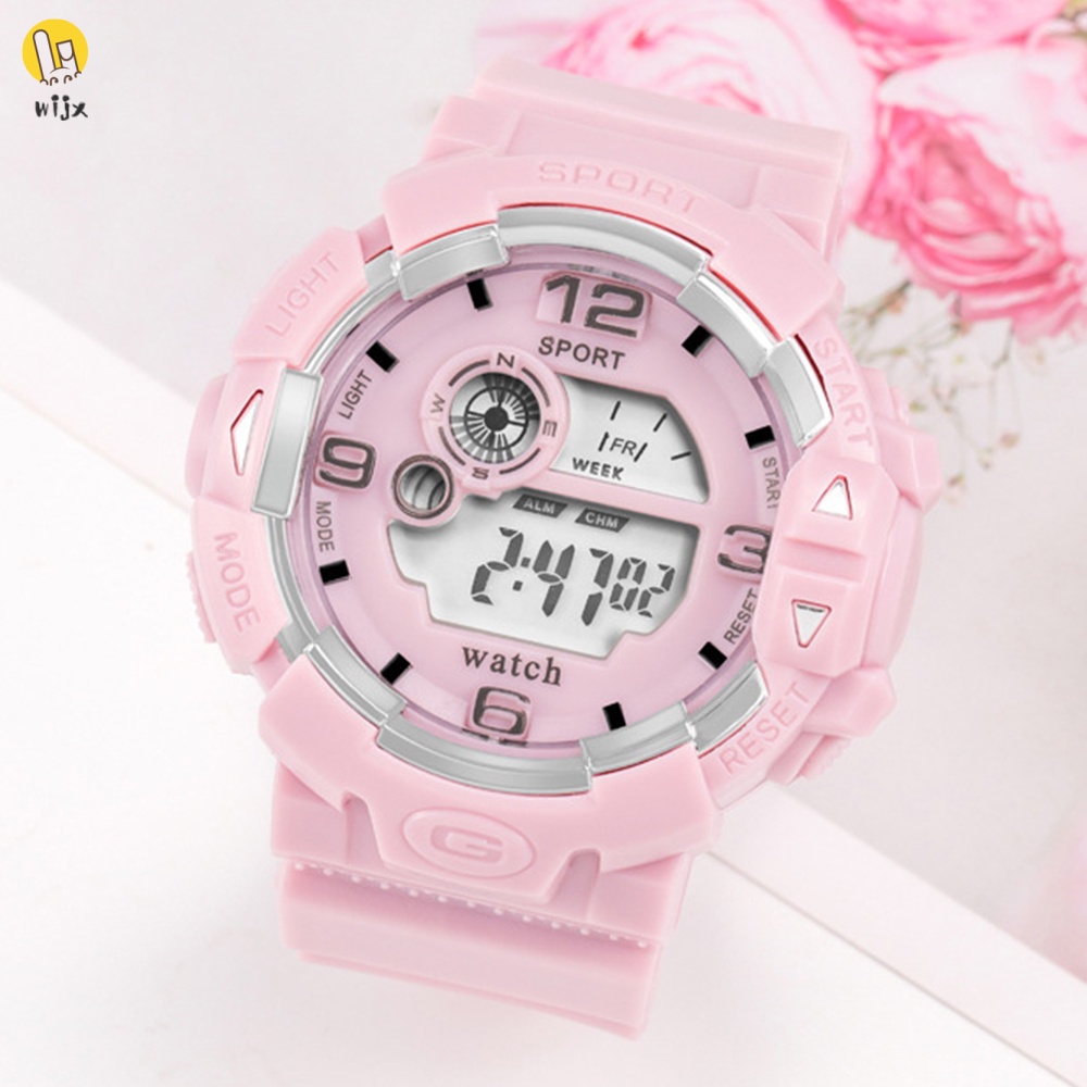 Đồng Hồ Đeo Tay Kỹ Thuật Số Mặt Tròn Dây PU Chống Nước Phát Sáng Dành Cho Học Sinh