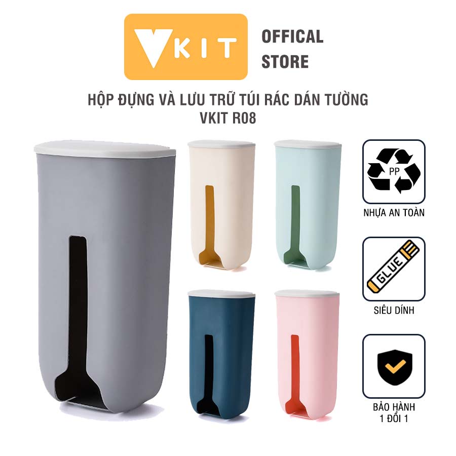 Hộp đựng và lưu trữ túi nilông, túi rác loại dán tường siêu chắc chắn Vkit R07