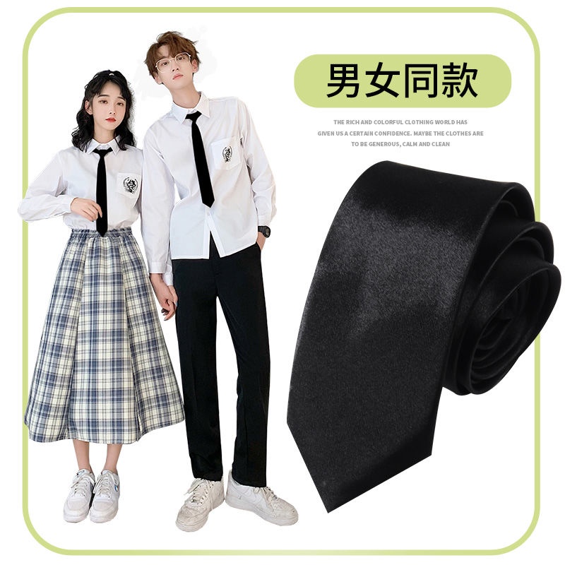 Cà Vạt Đen Siêu Mỏng 3CM Phong Cách Nhật Hàn Cho Nam Nữ