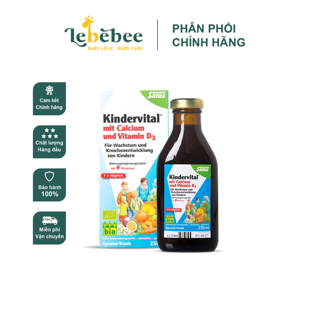 Canxi hữu cơ Đức Kindervital cho bé từ 3 tuổi 250ml