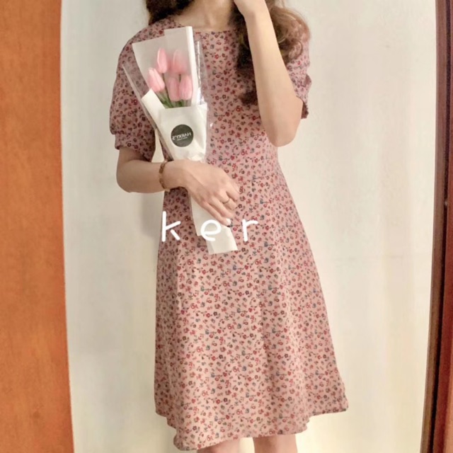Váy hoa nhí ngắn tay cổ tròn vintage 🌸 VKE190-12 Hàng Quảng Châu | BigBuy360 - bigbuy360.vn