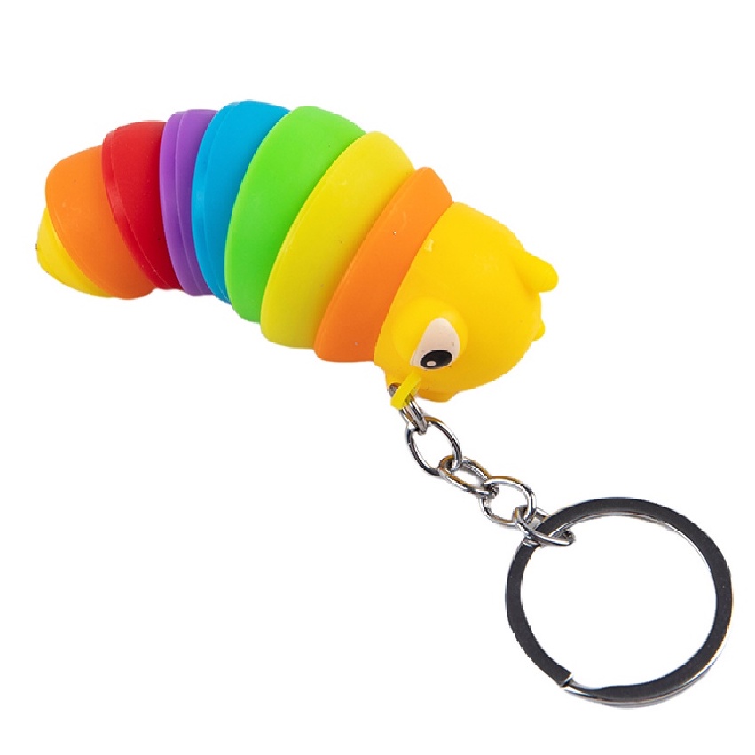 Móc Khóa Hình Con Sâu Mắt To, Giảm Căng Thẳng Siêu Yêu Nhiều Màu Sắc