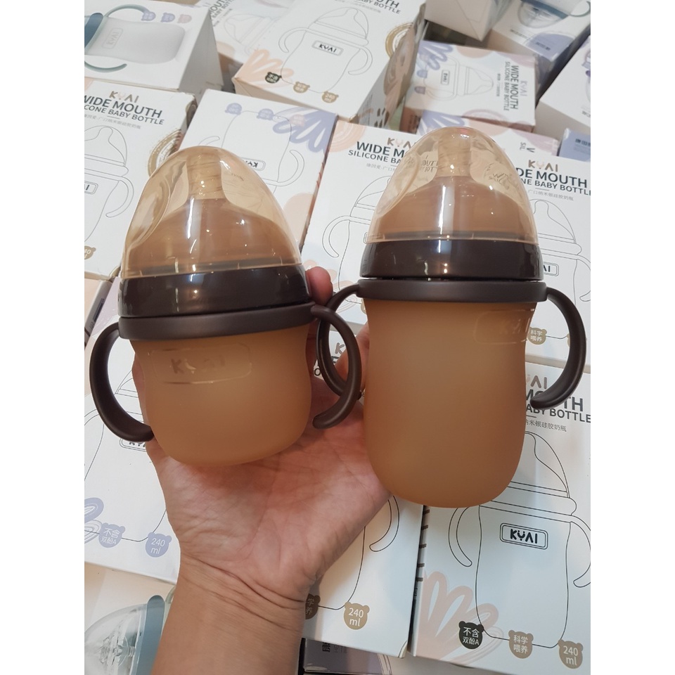 BÌNH SỮA SILICON NANO SIÊU MỀM, KHÁNG KHUẨN, CHỐNG SẶC, CHỐNG ĐẦY HƠI KYAI 150ml,240ml