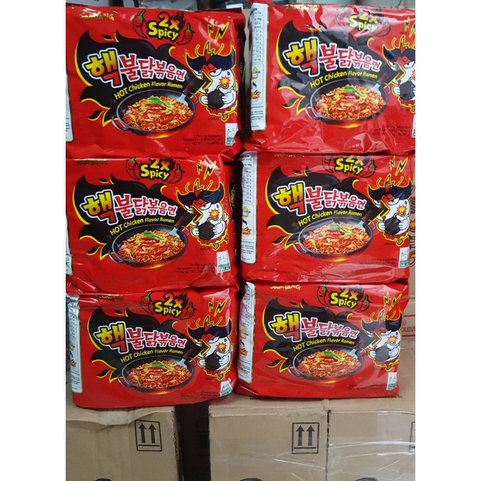 ( Combo 5 gói ) Mì khô Gà Siêu Cay 2X Spicy Samyang gói 140g