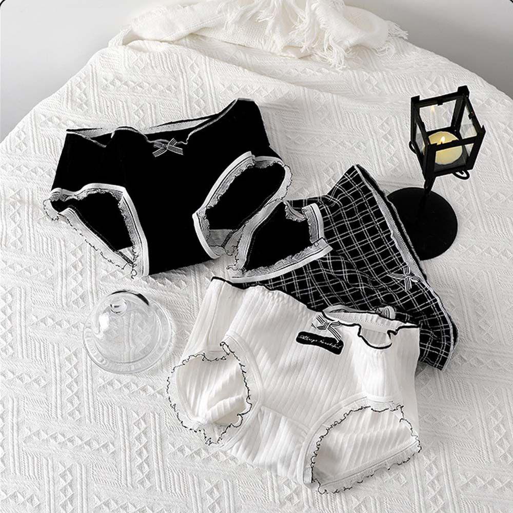 OCEANMAP Quần Lót Cotton Kẻ Sọc Lưng Vừa Co Giãn Thoải Mái Dành Cho Nữ