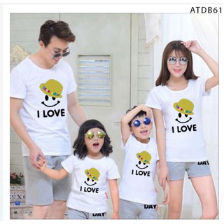 ÁO THUN ĐI BIỂN IN CHỮ I LOVE HỌA TIẾT MẶT CƯỜI ĐỦ MÀU ĐỦ SIZE - ATDB61